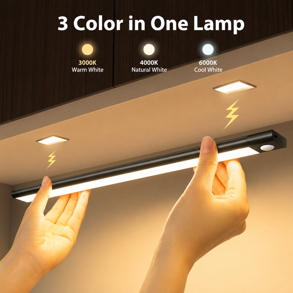 Motion Sensor LED Under Cabinet Light – USB Rechargeable Wireless Wardrobe & Kitchen Light